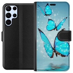 Samsung Galaxy S22 Ultra 5G Svart Plånboksfodral Magiska Fjärilar