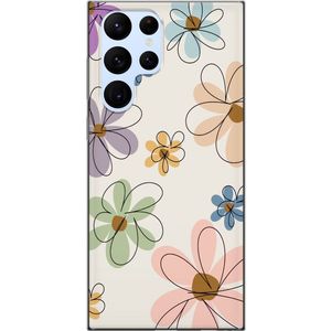 Samsung Galaxy S22 Ultra 5G Transparent Mobilskal Tecknade Blommor
