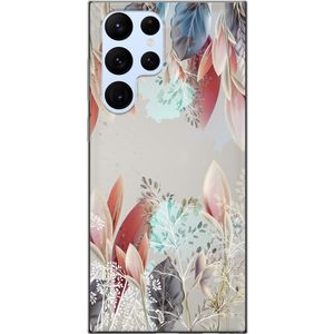 Samsung Galaxy S22 Ultra 5G Transparent Mobilskal Blommor