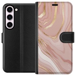 Samsung Galaxy S23 Sort Lommebokdeksel Ljusrosa marmor