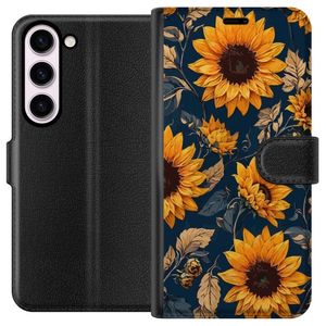 Samsung Galaxy S23 Svart Plånboksfodral Solrosor