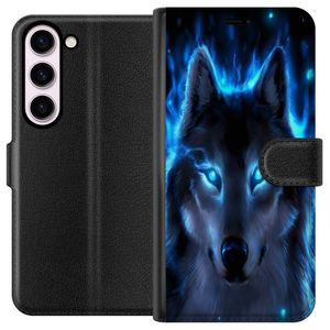 Samsung Galaxy S23 Svart Plånboksfodral Blå Varg