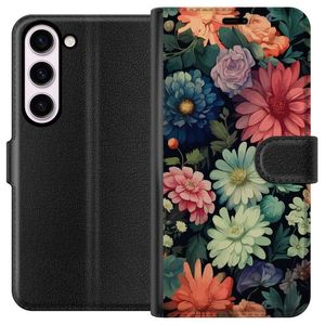 Samsung Galaxy S23 Svart Plånboksfodral Färglada blommor