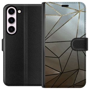 Samsung Galaxy S23 Svart Plånboksfodral Mönster Rosé