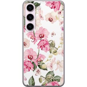 Samsung Galaxy S23 Transparent Mobilskal Rosa blommor