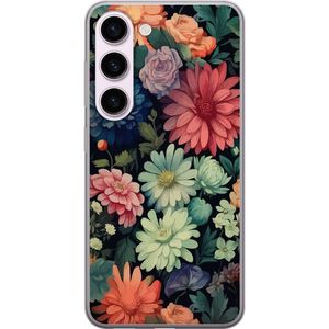Samsung Galaxy S23 Transparent Mobilskal Färglada blommor