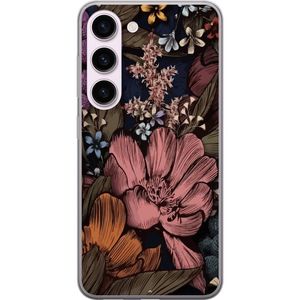 Samsung Galaxy S23 Transparent Mobilskal Tecknade blommor