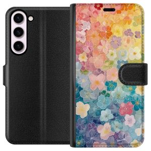 Samsung Galaxy S23+ Svart Plånboksfodral Miniatyrblommor