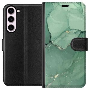 Samsung Galaxy S23+ Musta Lompakkokotelo Grön Marmor