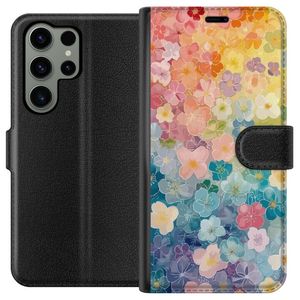 Samsung Galaxy S23 Ultra Svart Plånboksfodral Miniatyrblommor