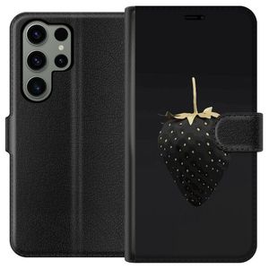 Samsung Galaxy S23 Ultra Svart Plånboksfodral Exklusiv Jordgubbe