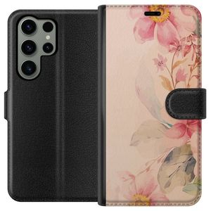 Samsung Galaxy S23 Ultra Svart Plånboksfodral Färgsprakande Blommor