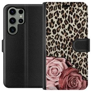 Samsung Galaxy S23 Ultra Svart Plånboksfodral Leopardrosor