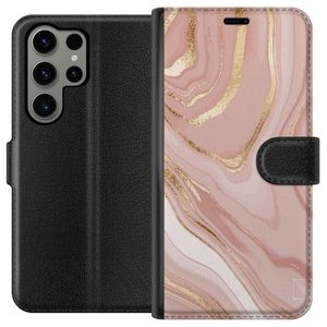 Samsung Galaxy S23 Ultra Svart Plånboksfodral Ljusrosa marmor