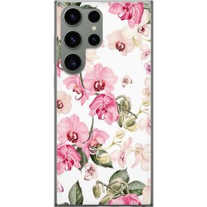 Samsung Galaxy S23 Ultra Transparent Mobilskal Rosa blommor