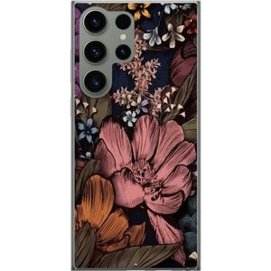 Samsung Galaxy S23 Ultra Läpinäkyvä Puhelinkotelo Tecknade blommor