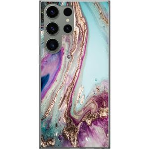 Samsung Galaxy S23 Ultra Transparent Mobilskal Lila marmor