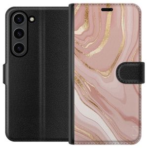 Samsung Galaxy S24 Svart Plånboksfodral Ljusrosa marmor