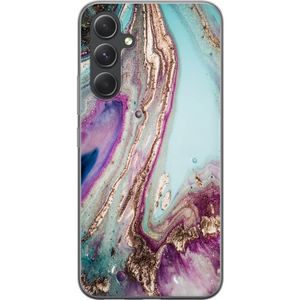 Samsung Galaxy S24 Transparent Mobilskal Lila marmor