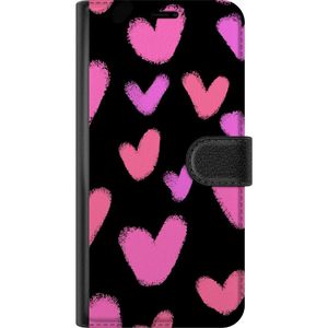 Samsung Galaxy S24 FE Sort Lommebokdeksel Hjärtan Stora