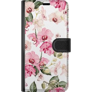 Samsung Galaxy S24 FE Sort Lommebokdeksel Rosa blommor