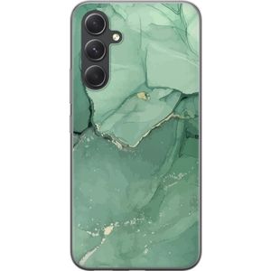 Samsung Galaxy S24 FE Transparent Mobilskal Grön Marmor