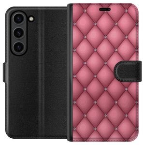 Samsung Galaxy S24+ Svart Plånboksfodral Exklusivt Rosa Mönster