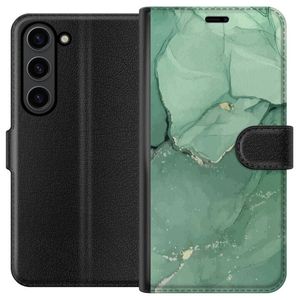 Samsung Galaxy S24+ Musta Lompakkokotelo Grön Marmor
