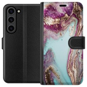 Samsung Galaxy S24+ Musta Lompakkokotelo Lila marmor