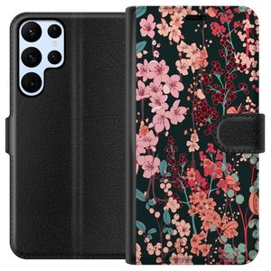 Samsung Galaxy S24 Ultra Svart Plånboksfodral Blommor