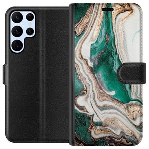 Samsung Galaxy S24 Ultra Svart Plånboksfodral Grön / Guld marmor