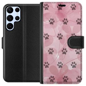 Samsung Galaxy S24 Ultra Svart Plånboksfodral Rosa Tassar