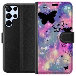 Samsung Galaxy S24 Ultra Svart Plånboksfodral Flygande fjärillar