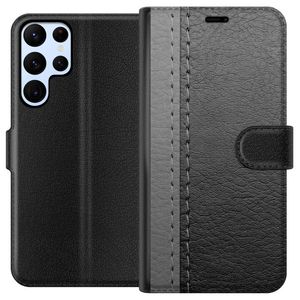 Samsung Galaxy S24 Ultra Svart Plånboksfodral Grått Fake Läder