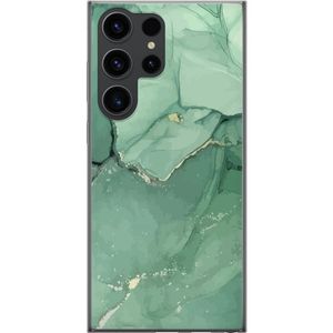 Samsung Galaxy S24 Ultra Transparent Mobilskal Grön Marmor