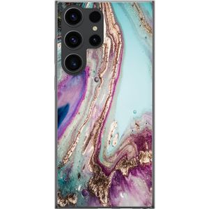 Samsung Galaxy S24 Ultra Transparent Mobilskal Lila marmor