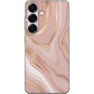 Samsung Galaxy S25 Transparent Mobilskal Ljusrosa marmor