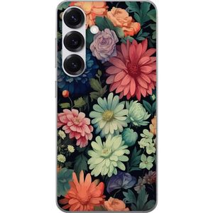 Samsung Galaxy S25 Transparent Mobilskal Färglada blommor