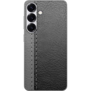 Samsung Galaxy S25 Transparent Mobilskal Grått Fake Läder