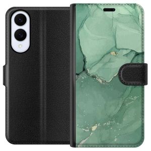 Samsung Galaxy S25 Edge Musta Lompakkokotelo Grön Marmor