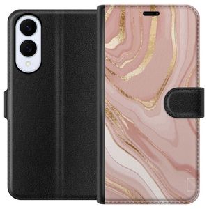 Samsung Galaxy S25 Edge Musta Lompakkokotelo Ljusrosa marmor