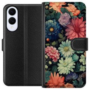 Samsung Galaxy S25 Edge Musta Lompakkokotelo Färglada blommor