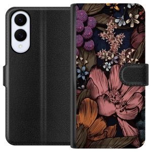 Samsung Galaxy S25 Edge Sort Lommebokdeksel Tecknade blommor