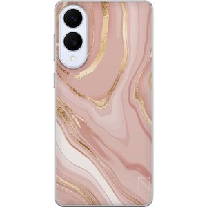 Samsung Galaxy S25 Edge Transparent Mobilskal Ljusrosa marmor