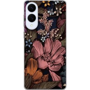 Samsung Galaxy S25 Edge Läpinäkyvä Puhelinkotelo Tecknade blommor
