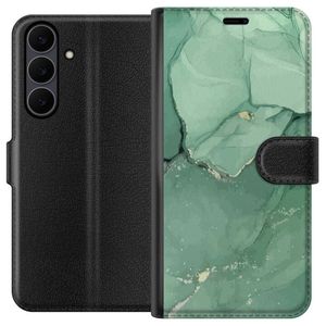 Samsung Galaxy S25 FE Musta Lompakkokotelo Grön Marmor