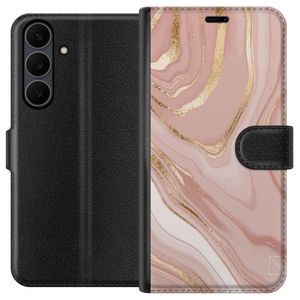 Samsung Galaxy S25 FE Musta Lompakkokotelo Ljusrosa marmor