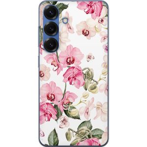 Samsung Galaxy S25+ Transparent Mobilskal Rosa blommor