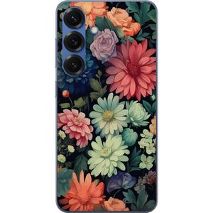 Samsung Galaxy S25+ Transparent Mobilskal Färglada blommor