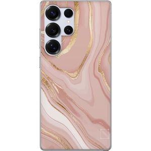 Samsung Galaxy S25 Ultra Transparent Mobilskal Ljusrosa marmor